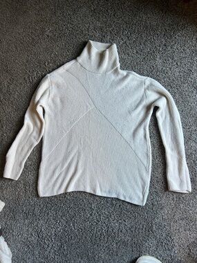 Talbots Turtleneck Ribbed Knit Sweater in Cream